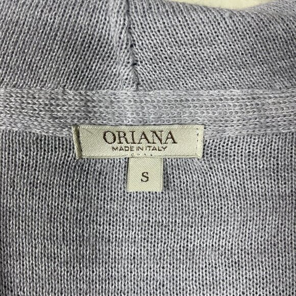 Oriana Made in Italy Women's Gray & Navy Wool Blend Open Cardigan! - Picture 2 of 5